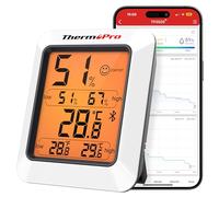 ThermoPro TempPro TP350 Thermomètre Bluetooth, Hygromètre D'intérieur avec Alertes, Humidimètre avec Application Intelligente, Enregistrement et Exportation des Données sur 2 Ans, Pour Chambre