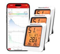 ThermoPro TempPro TP350 Thermomètre D'ambiance Bluetooth, Hygromètre D'intérieur avec Alertes, Hygromètre avec Enregistrement de Données D'application Intelligente, Pour Chambre, Bureau, lot de 3