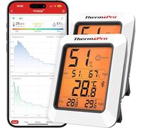 ThermoPro TempPro TP350 Thermomètre D'ambiance Bluetooth, Hygromètre D'intérieur avec Alertes, Hygromètre avec Enregistrement de Données D'application Intelligente, Pour Chambre de Bébé, lot de 2