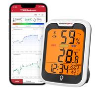 ThermoPro TempPro TP358 Hygromètre Bluetooth Thermomètre Intérieur avec Horloge Intégrée, Capteur Fabriqué en Suisse, Thermometre Connecté avec Alerte de Notification Idéal pour la Serre