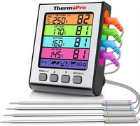 ThermoPro TP-17H thermomètre de cuisine numérique, quatre sondes, argent