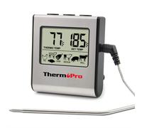 Thermopro-TP16 LCD numérique avec sonde en acier inoxydable,horloge,minuterie,cuisson des aliments,barbecue,viande,four,fumoir - Type TP16-Silver