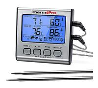 ThermoPro TP17 Thermomètre pour Viande Numérique à Double Sonde avec Grand Écran LCD Rétroéclairé Thermomètre de Cuisson Barbecue Grill Four Cuisine Fumoir avec Minuteur