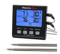 ThermoPro TP17B Thermomètre pour Viande Numérique à Double Sonde avec Grand Écran LCD Rétroéclairé Thermomètre de Cuisson Barbecue Grill Four Cuisine Fumoir avec Minuteur