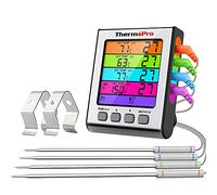 ThermoPro TP17H Thermomètre Numérique avec 4 Sonde de Température pour Four, Gril, Cuisson et Pâtisserie - Alimentaire avec Rétroéclairage