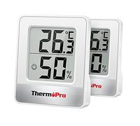 ThermoPro TP49-2 Petit Hygromètre Numérique Thermomètre Intérieur Thermomètre D'ambiance Moniteur de Température et Humidimètre pour Le Confort du Bureau à Domicile Thermomètre de Reptile, 2 Pièces