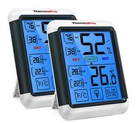 ThermoPro TP55 Hygromètre Numérique Thermomètre Intérieur Indicateur D'humidité avec Grand Écran Tactile et Rétroéclairage Jauges de Température et D'humidité, 2 Pièces