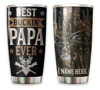 Thermos Acier Inoxydable Gobelet De Café Réutilisable Gobelet De Voyage Pour Maman Papa Noël 590 Ml Le Meilleur Papa Chasseur Du Monde - Cerf De Chasse Personnalisé
