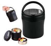 Thermos Alimentaire Chaud, Boîte Alimentaire Isotherme 1200ml, Lunch Box Inox en Acier Inoxydable avec Cuillère et Poignée, Boite Isotherme Repas Chaud pour Ecole Bureau Camping et Pique Nique Noir