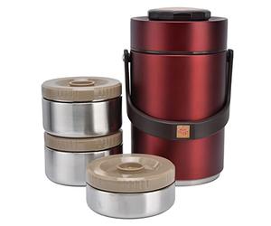 Thermos Alimentaire Flacon 2L Termos Para Comida Caliente 24 Horas 304 Acier Inoxydable 2.3L Boîte À Lunch Sous Vide 3 Couches Prévenir Les Fuites Récipient Isotherme Pour Les (Rouge)