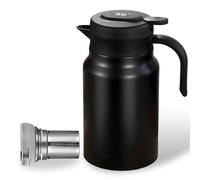 Thermos avec infuseur à thé, 1,5 l, isotherme, en acier inoxydable, avec affichage de la température, 6 à 12 h de chaleur, pas de fuite, pas de gouttes pour café, thé et lait (noir)
