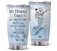 Thermos Avec Paille Et Couvercle Tasse À Boire Isotherme Acier Inoxydable Tasse De Voyage Isolée Pour Noël Collègue Papa 590 Ml Sirène