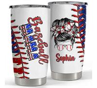 Thermos Avec Paille Et Couvercle Tasse À Boire Isotherme Acier Inoxydable Tasse De Voyage Isolée Pour Maman Papa Noël 590 Ml Gobelet Personnalisé Maman De Joueur De Baseball Drapeau Américain