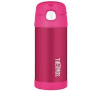 Thermos - Bouteille d'eau rose (355 ml) - Sans BPA, en acier inoxydable, anti-déversement, paille pop-up, gourde pour enfants avec poignée de transport pour boissons froides de 12 heures