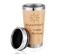 thermos café avec nom + motif gravé, 0,4 l, grande tasse isotherme à emporter en acier inoxydable avec couvercle à emporter, cadeau personnalisé