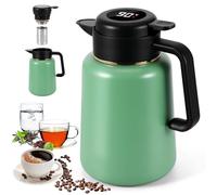 Thermos de 1,5 l avec passoire à thé, en acier inoxydable, avec affichage de la température, théière thermique avec infuseur, double paroi d'isolation sous vide pour café, thé et lait