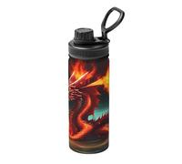 Thermos de sport Dragon King in Fire de 532 ml, thermos de voyage en acier inoxydable, adapté pour le cyclisme, la gym, le basket-ball, thermos d'extérieur