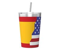 Thermos de voyage avec drapeau américain de l'Espagne - Bouteille d'eau portable pour garder au chaud et au froid, tasse de voyage pour le bureau et le sport en voiture