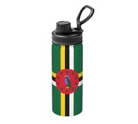 Thermos de voyage en acier inoxydable Drapeau du Commonwealth de la Dominique, thermos de sport de 532 ml, adapté pour le cyclisme, la gym, le basket-ball, thermos d'extérieur