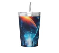Thermos de voyage imprimé Science Fiction Future - Bouteille d'eau portable pour garder au chaud et au froid, tasse de voyage pour le bureau et le sport en voiture