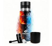 Thermos de Yerba Mate Yerbomos XL ALL IN ONE Cebador Acier Inoxydable Double Paroi 750 ml - Matero, thermos et bombilla en un Noir