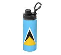 Thermos d'extérieur en acier inoxydable avec drapeau de Sainte-Lucie - 532 ml - Idéal pour le cyclisme, la gym, le basket-ball, les voyages