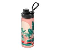 Thermos d'extérieur en acier inoxydable, belles plantes vertes en pot, thermos de sport de 532 ml, adapté pour le cyclisme, la gym, le basket-ball, les voyages