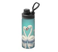 Thermos d'extérieur en acier inoxydable The Swan in Love 532 ml, adapté pour le cyclisme, la gym, le basket-ball, les voyages