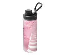 Thermos d'extérieur en acier inoxydable, thermos de sport en forme de fleur de cerisier blanc 532 ml, adapté pour le cyclisme, la gym, le basket-ball, les voyages