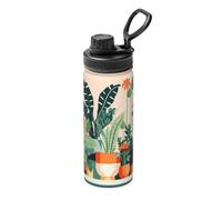 Thermos d'extérieur en acier inoxydable, thermos de sport en forme de petite plante verte de dessin animé, 532 ml, adapté pour le cyclisme, la gym, le basket-ball, les voyages
