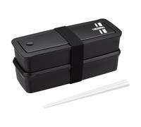 Thermos DJS-981W BKSL Boîte à déjeuner fraîche à 2 étages avec baguettes, 380 ml (380 ml), noir argenté