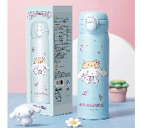 Thermos double boisson Cinnamoroll 500 ml, acier SUS316 de haute qualité, couvercle avec paille ou boire directement, isolation sous vide garde les boissons chaudes/froides pendant des heures, joint e