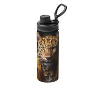 Thermos en acier inoxydable avec motif léopard dans une veste en cuir, convient pour le cyclisme, la gym, le basket-ball, les voyages, les sports de plein air