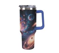 Thermos en acier inoxydable de 1,18 l avec poignée et couvercle à paille. Le design conique s'adapte au porte-gobelet de votre voiture. Thermos à motif trou de ver interstellaire Un must have pour le