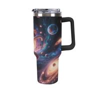 Thermos en acier inoxydable de 1,18 l avec poignée et couvercle à paille. Le design conique s'adapte au porte-gobelet de votre voiture. Thermos à motif trou de ver interstellaire Un must have pour le