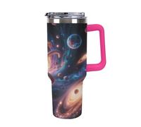 Thermos en acier inoxydable de 1,18 l avec poignée et couvercle à paille. Le design conique s'adapte au porte-gobelet de votre voiture. Thermos à motif trou de ver interstellaire Un must have pour le