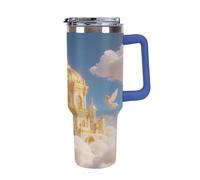 Thermos en acier inoxydable de 1,18 l avec poignée et couvercle à paille. Le design conique s'adapte au porte-gobelet de votre voiture. Thermos à motif Golden Palace Kingdom - Un must have pour le