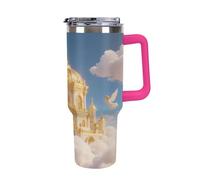 Thermos en acier inoxydable de 1,18 l avec poignée et couvercle à paille. Le design conique s'adapte au porte-gobelet de votre voiture. Thermos à motif Golden Palace Kingdom - Un must have pour le