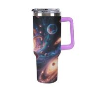 Thermos en acier inoxydable de 1,18 l avec poignée et couvercle à paille. Le design conique s'adapte au porte-gobelet de votre voiture. Thermos à motif trou de ver interstellaire Un must have pour le