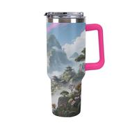 Thermos en acier inoxydable de 1,18 l avec poignée et couvercle à paille. Le design effilé s'adapte au porte-gobelet de votre voiture. Xianxia Thermos à motif de montagne de fées Un must have pour le
