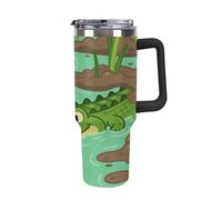 Thermos en acier inoxydable de 1,18 l avec poignée et couvercle à paille. Le design effilé s'adapte au porte-gobelet de votre voiture Motif crocodile qui se cache un thermos indispensable pour le
