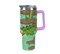 Thermos en acier inoxydable de 1,18 l avec poignée et couvercle à paille. Le design effilé s'adapte au porte-gobelet de votre voiture Motif crocodile qui se cache un thermos indispensable pour le