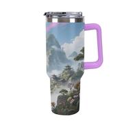 Thermos en acier inoxydable de 1,18 l avec poignée et couvercle à paille. Le design effilé s'adapte au porte-gobelet de votre voiture. Xianxia Thermos à motif de montagne de fées Un must have pour le