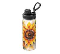 Thermos en acier inoxydable jaune tournesol dans l'huile, adapté pour le cyclisme, la gym, le basket-ball, les voyages, les sports de plein air - 532 ml