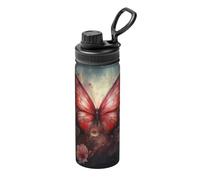 Thermos fantaisie en acier inoxydable avec fleur et papillon, adapté pour le cyclisme, la gym, le basket-ball, les voyages, 532 ml, thermos pour sports de plein air