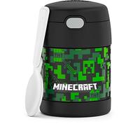 THERMOS FUNTAINER 10 Ounce Stainless Steel Vacuum Insulated Kids Food Jar with Folding Spoon, Minecraft