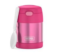THERMOS FUNTAINER 10 Ounce Stainless Steel Vacuum Insulated Kids Food Jar with Folding Spoon, Pink