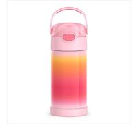 THERMOS FUNTAINER Bouteille d'eau avec paille - 355 ml - Bouteille d'eau isotherme en acier inoxydable pour enfants avec couvercle, rose ombré