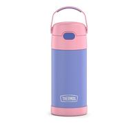 Thermos FUNTAINER Bouteille isotherme en acier inoxydable avec paille pour enfants, 355 ml, violet/rose