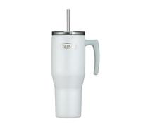 Thermos Gobelet avec paille et anse, 1,10 l, blanc mat | 6 h froid Gobelet isotherme à double paroi en acier inoxydable pour les déplacements et la maison Blanc REFRESHING SERIES
